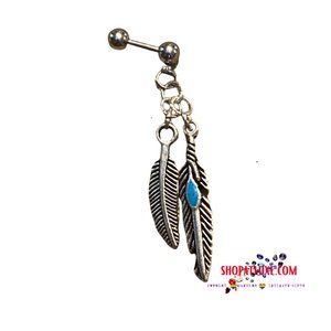 18 Gauge Helix Barbell With Feathers Dangle